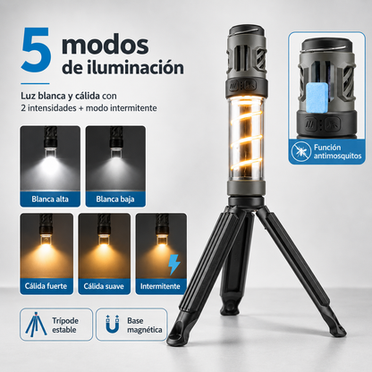 Linterna trípode antimosquitos 3 en 1