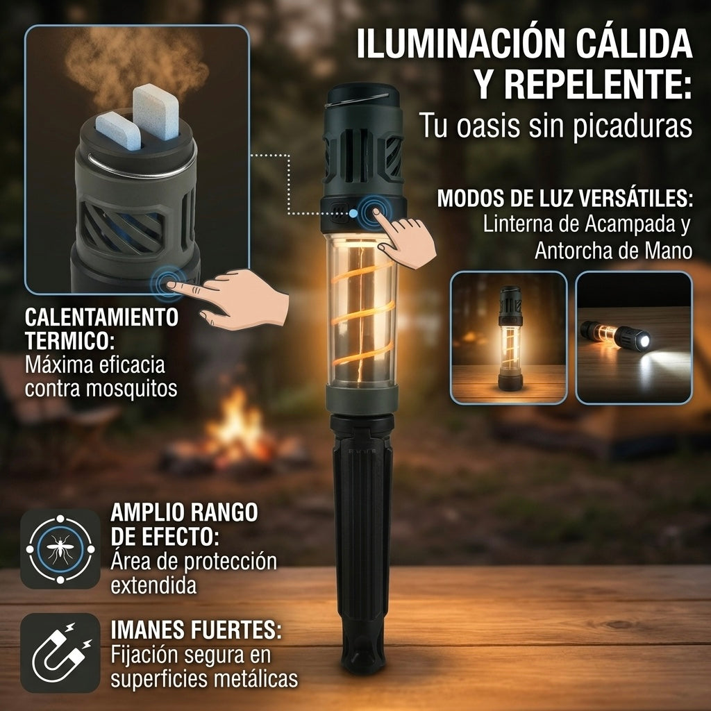 Linterna trípode antimosquitos 3 en 1